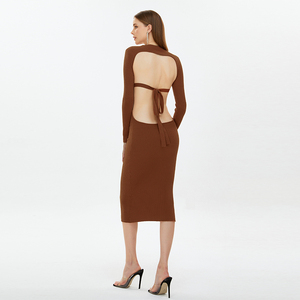<span class=keywords><strong>Vestido</strong></span> <span class=keywords><strong>Midi</strong></span> de Cachemira con Hombros Ligeramente Acolchados 2026, Tejido de Chifón y Punto Acanalado, Cintura Imperio Elástica, <span class=keywords><strong>Vestido</strong></span> Personalizado para Mujer - Product Image 5