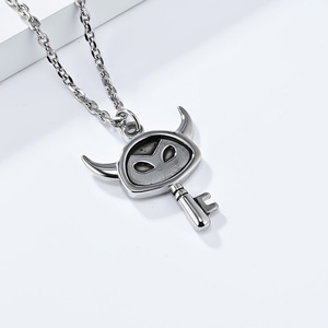 Cross-border retro distressed niche personality devil key <b>titanium</b> steel necklace stainless steel minimalist unisex pendant - Product Image 3