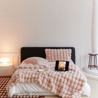 Plaid en fausse fourrure de lapin personnalisé, doux et moelleux, pour l'hiver, idéal pour canapé et lit double