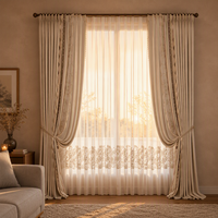 Ensemble de rideaux de fenêtre de style palais européen classique, sur mesure, en velours, voiles et damassé, avec cantonnière de luxe à franges, occultation totale de la lumière, pour villa