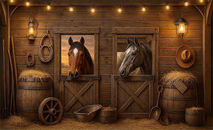 Toile de fond photographique personnalisable sur le thème du Western : Cowboy, Barn, <span class=keywords><strong>Cactus</strong></span>, Guitare, Tauren – Idéale pour Anniversaire, Fête, Baby Shower - Product Image 4