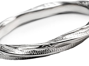 Anillo de Pareja Personalizado de Acero Quirúrgico, Diseño Trenzado, Unisex, Hawaiano (Plata Hawaiana Talla 17), Hecho en China - Product Image 1