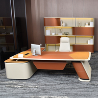 Tables de direction en cuir de luxe, mobilier de bureau en bois, grand bureau de travail pour patron