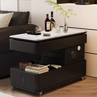 Table d'appoint mobile relevable avec plateau en verre, meuble de rangement pour chambre à coucher, table de chevet moderne
