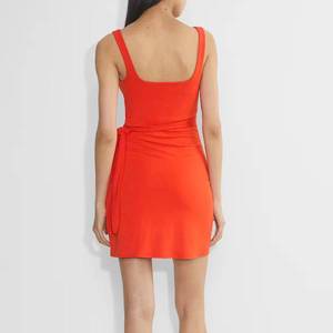 Robe chic à col carré orange de haute qualité - Décolleté enveloppant - Détail plissé sur le côté - Rehaussez votre <span class=keywords><strong>look</strong></span> de soirée - Product Image 4