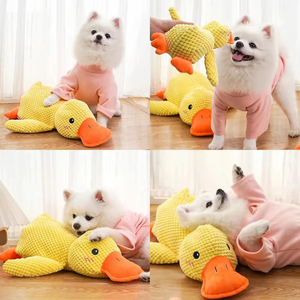 Jouet pour chien en forme de canard apaisant, jouet en peluche durable à mâcher et qui couine pour chiens, pour l'intérieur/l'extérieur, exercice toute saison - Product Image 4