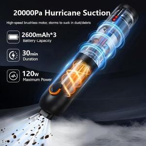 Mini aspirador inalámbrico de succión potente de mano para coche, aspirador portátil inalámbrico con pilas para coche con soplador de aire - Product Image 2