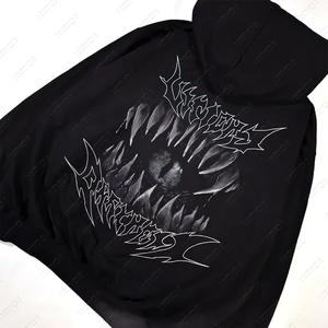 Pull tricoté unisexe personnalisé d'été, coupe carrée et classique, noir délavé à l'acide, effet vieilli, ourlet brut, col rond, avec appliqué brodé et imprimé, 100% - Product Image 4