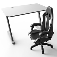 Ensemble Chaise et Table de Gaming de Haute Qualité en Gros d'Usine, Lumières LED RGB, Design en Z, Surface en Bois, Grande Taille, Combo Bureau Informatique