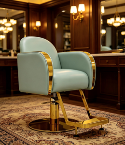 Silla de Estilismo Profesional Color Verde <span class=keywords><strong>Menta</strong></span>, Silla de Barbería Hidráulica Dorada para Peluquería - Product Image 3