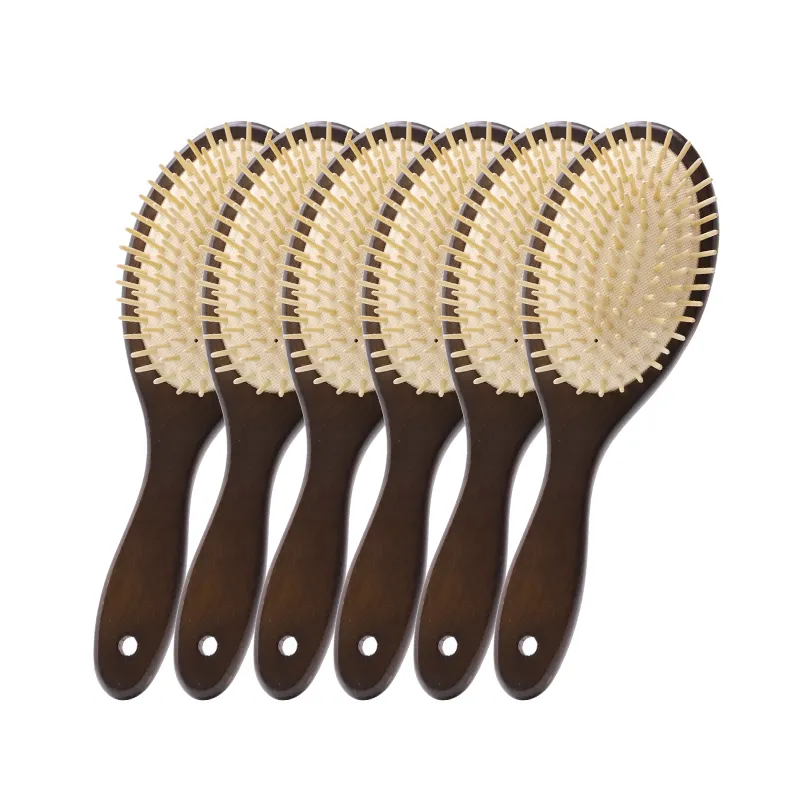 Peigne de massage des cheveux poils métalliques brosse à cheveux palette ovale brosses à cheveux en bois pour les femmes