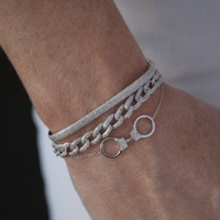 Gemnel 925 argent de mode diamant 18k or cz menottes bracelet pour les femmes