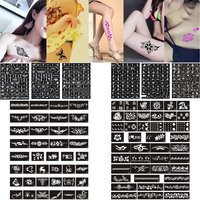 Pochoir de tatouage temporaire auto-adhésif réutilisable au henné, autocollant de peinture d'art corporel pour les mains et le visage
