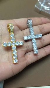 C & J Spot supply hip hop baru zircon liontin salib batu klub malam kalung pria - Product Image 5
