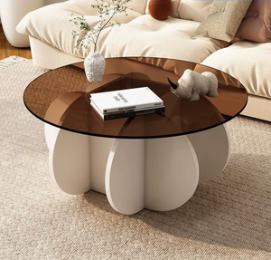 <span class=keywords><strong>Tavolino</strong></span> da Caffè di Lusso, Arredamento Moderno, Tavolo Centrale in <span class=keywords><strong>Vetro</strong></span> per Soggiorno, Colore Quercia, Forma Triangolare, Montaggio Semplice - Product Image 2