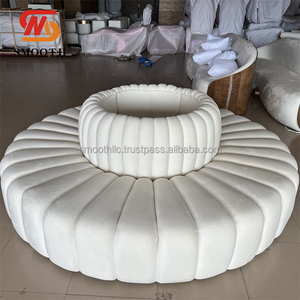 Canapé en cuir pour hôtel de mariage, canapé rond en velours blanc détachable pour la décoration de fête - Product Image 1