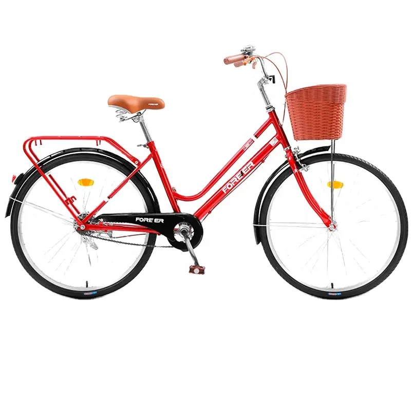 FOREVER-bicicleta de carretera de acero al carbono para mujer, Bici Urbana de alta calidad de 24/26 pulgadas y 7 velocidades