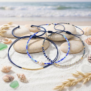 Go2boho Ensemble de bracelet en <span class=keywords><strong>lapis</strong></span>-<span class=keywords><strong>lazuli</strong></span> avec carte de vœux, perles de perles, cordon <span class=keywords><strong>bleu</strong></span>, bracelets ajustables, bijoux de mode, cadeaux pour femmes - Product Image 3