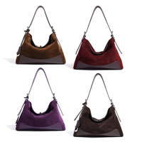 Design personnalisé Automne Hiver Sac fourre-tout de luxe en daim pour femmes Sac à main en cuir de vachette véritable Sac à bandoulière à la mode
