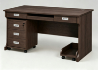 Bureau de travail moderne et tendance en bois, avec aménagement flexible, montage facile, plateau large et plat, et armoire à dossiers mobile amovible.