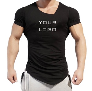 T-Shirt manches courtes col en V pour homme, haut de Sport musculaire, pour le Fitness, la musculation, grande taille - Product Image 3