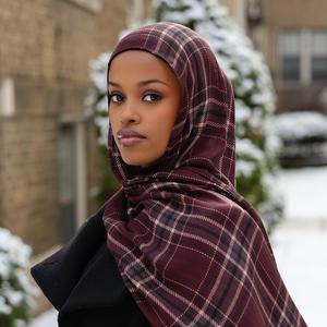 Hiyab Modal Estampado para Mujer, Diseño Tartán Musulmán con Logotipo Personalizado, Transpirable, Elegante y Modesto, para las 4 Estaciones, Popular en 2026 - Product Image 1