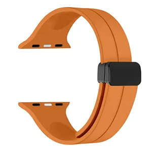 Bracelet magnétique en silicone RYB pour Apple Watch Ultra 2 49mm, bracelet magnétique de remplacement en silicone sport pour Apple Watch Series 9 8 7
