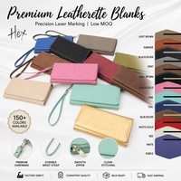 Dompet Panjang Kulit Sintetis Laserable dengan Tali Dompet Panjang Wanita Custom Kulit PU Dompet Resleting Wanita Modis dengan Tali Pergelangan Tangan