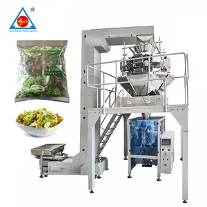 Hot sale Automatic vegetables packing machine plastic bag packing film vegetable meat salad fruits with barcoding