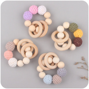 2-Piece Set <strong>Wooden</strong> Pacifier <strong>Clip</strong> with Silicone <strong>Teether</strong> Anti-Chain Baby Product - Product Image 3