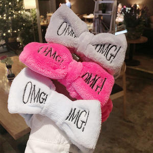 Bandeau de cheveux en peluche pour filles, Turban de maquillage, en nœud de lettres <span class=keywords><strong>OMG</strong></span>, accessoire de cheveux, vente en gros, - Product Image 5