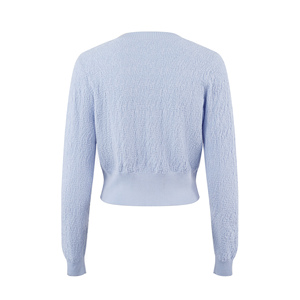 Low Moq Custom Women Knit Sweater <strong>Purple</strong> Fuzzy Long Sleeve Crew Neck Ladies Sweater Waist-slimming Button Women Knit <strong>Cardigan</strong> - Product Image 5
