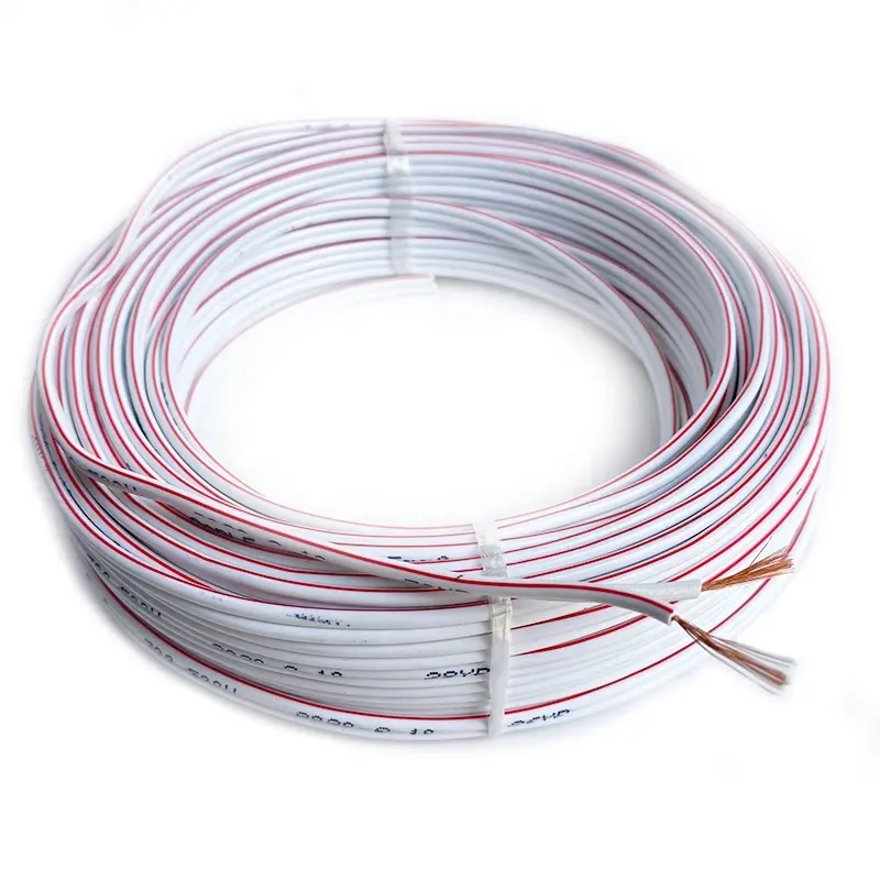H03VH-H OFC CCA CCAL CCAM White With Red Line Flexible Speaker Cable 2x1.0mm 2x1.5 2x2.5mm PVC Flat Speaker Cable Power Cables
