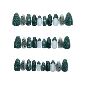 Faux ongles en ABS de haute qualité, style français, forme cercueil, stiletto, à presser, pour les doigts, faits à la main - Product Image 5