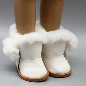 Chaussures de poupée américaine de 18 pouces, bottes de neige d'hiver rouge blanc noir brossé - Product Image 2