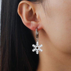 Luxury 14k 18k Gold Plated 316L Stainless Steel <b>Titanium</b> Fashion Drop Jewelry Snowflake Earrings for Women - Product Image 1