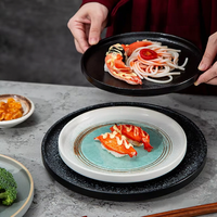 Assiette en céramique compatible micro-ondes, assiette à steak, assiette occidentale commerciale, plat à pâtes, plat à sushi, assiette plate, plateau à pizza