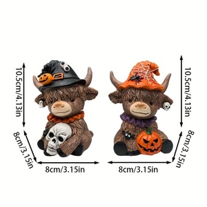 Cruz frontera Halloween nuevo lindo tonto Highland <span class=keywords><strong>vaca</strong></span> resina estatua 8*8*10,5 cm moderno Simple interior al aire libre vacaciones decoración hogar - Product Image 5