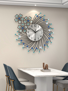 Orologio <span class=keywords><strong>da</strong></span> <span class=keywords><strong>Parete</strong></span> Creativo Blu e Argento con Fiori, Silenzioso, Stile Nordico, <span class=keywords><strong>per</strong></span> <span class=keywords><strong>Soggiorno</strong></span>, Lussuoso - Product Image 5