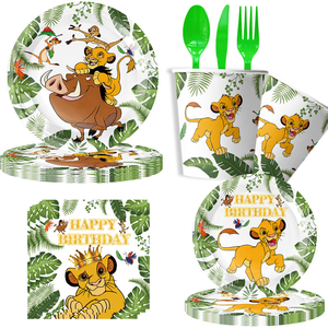 Paleta de papel con tema del <span class=keywords><strong>Rey</strong></span> León de dibujos animados nuevos y modernos, adornos decorativos, mantel, papel de bandera colgante para fiesta de cumpleaños - Product Image 1