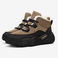 Bottes d'hiver pour hommes, doublées de polaire, en fausse fourrure courte, extra-épaisses, chaudes, imperméables, antidérapantes, à tige haute