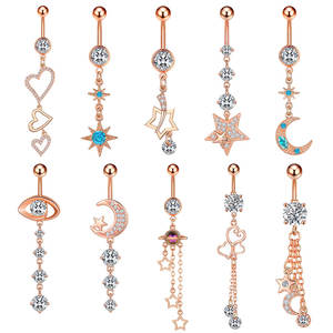 Custom 14G Roestvrij Staal Hart Ster Maan Dromenvanger Trendy Bungelende Navel <span class=keywords><strong>Piercing</strong></span> Sieraden Sexy Ombligo Navel Ringen - Product Image 2