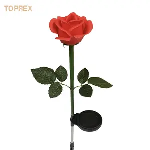 Toprex Outdoor Solar Garden Lights Branch Decorative Artificial Flower With LED Rose Night Light For Valentine's Day Weddings