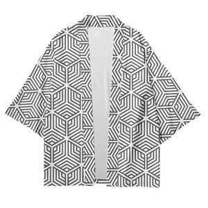 Ropa de calle para hombre y mujer, cárdigan <span class=keywords><strong>Haori</strong></span> Yukata, Tops, bata, talla grande, moda con patrones geométricos, Kimono de estilo japonés para playa - Product Image 4