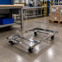 Chariot à tortue personnalisé en acier inoxydable 201, plateau basculant, quatre roues silencieuses, petit chariot à plateau plat, revêtement en poudre de qualité alimentaire