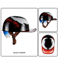 SLKE Motor Half Face Helmet Retro Scoop Venom Shrink visera incorporada SnapBack CAPS casco de la motocicleta