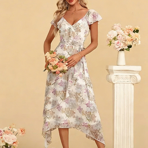 Vestido de Verano de Lino de Alta Calidad con Logotipo Personalizado, Vestido de <span class=keywords><strong>Playa</strong></span> Bohemio Informal <span class=keywords><strong>para</strong></span> Mujer - Product Image 4