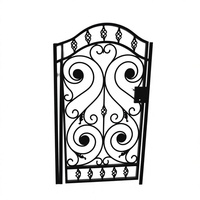 Puerta de Jardín de Hierro Forjado a Mano con Adornos Ornamentados para Entrada de Peatones en Patio de Villa