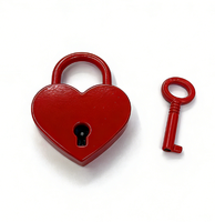 Cadenas en forme de cœur en alliage de zinc rouge, grande et petite taille, avec clés, 30*38MM 45*58mm