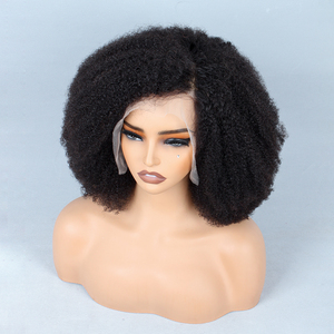 Peruca Curly <span class=keywords><strong>Afro</strong></span> Kinky 13x4 Pré Arrancadas Perucas Do Laço 250% Densidade Peruano Remy Lace Front Perucas de Cabelo Humano para As Mulheres - Product Image 4